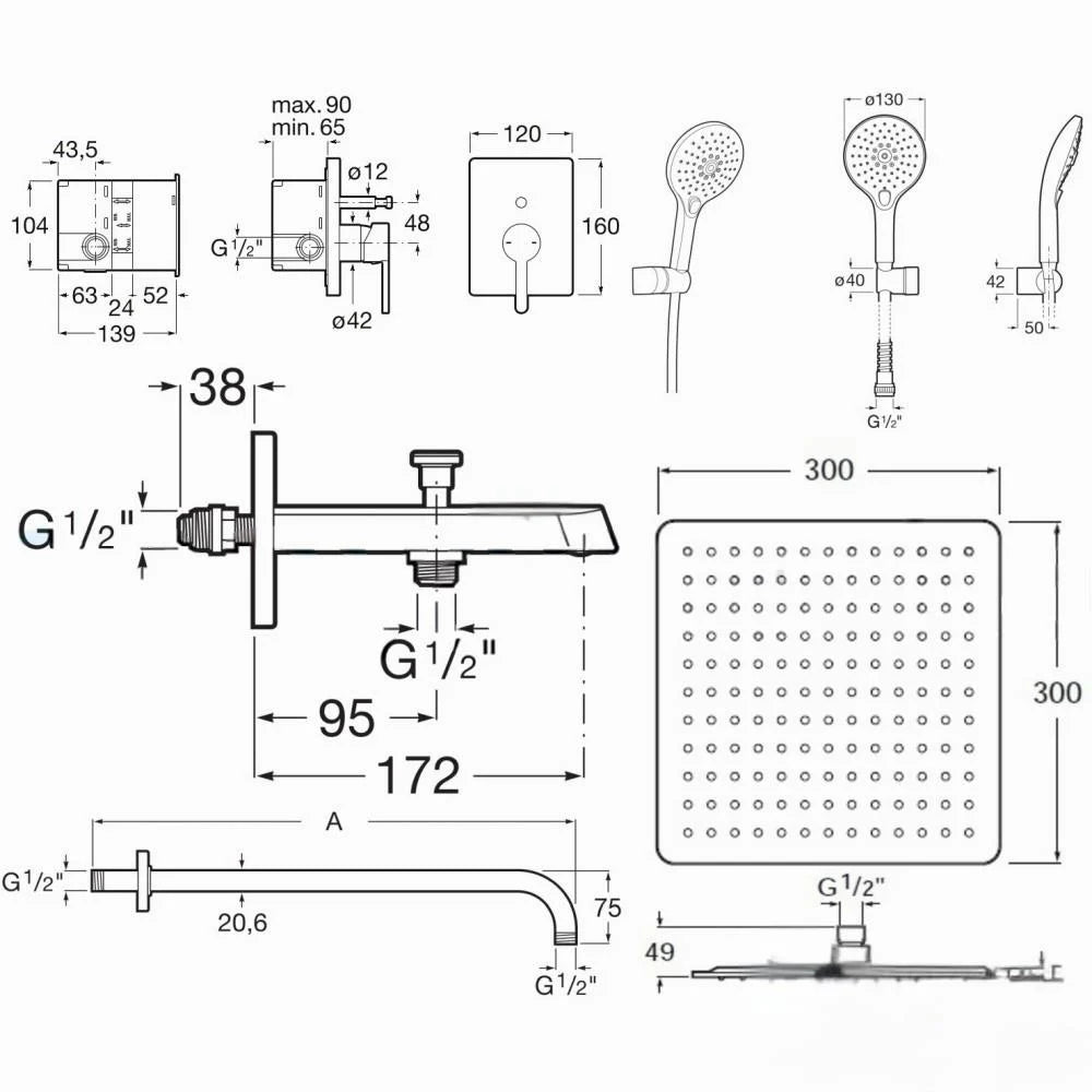 Roca Carelia Concealed Rainshower Chrome