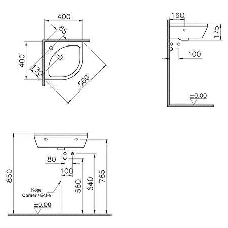 VitrA Integra Corner Washbasin