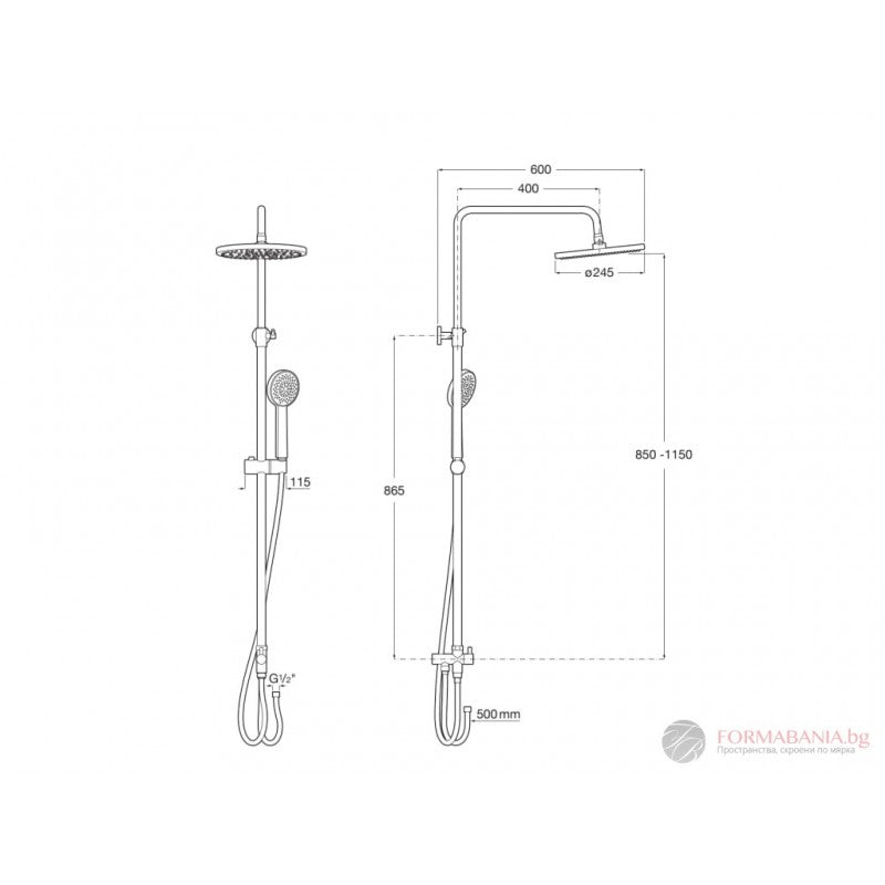 Roca Victoria Rainshower Column and Bath Mixer Chrome