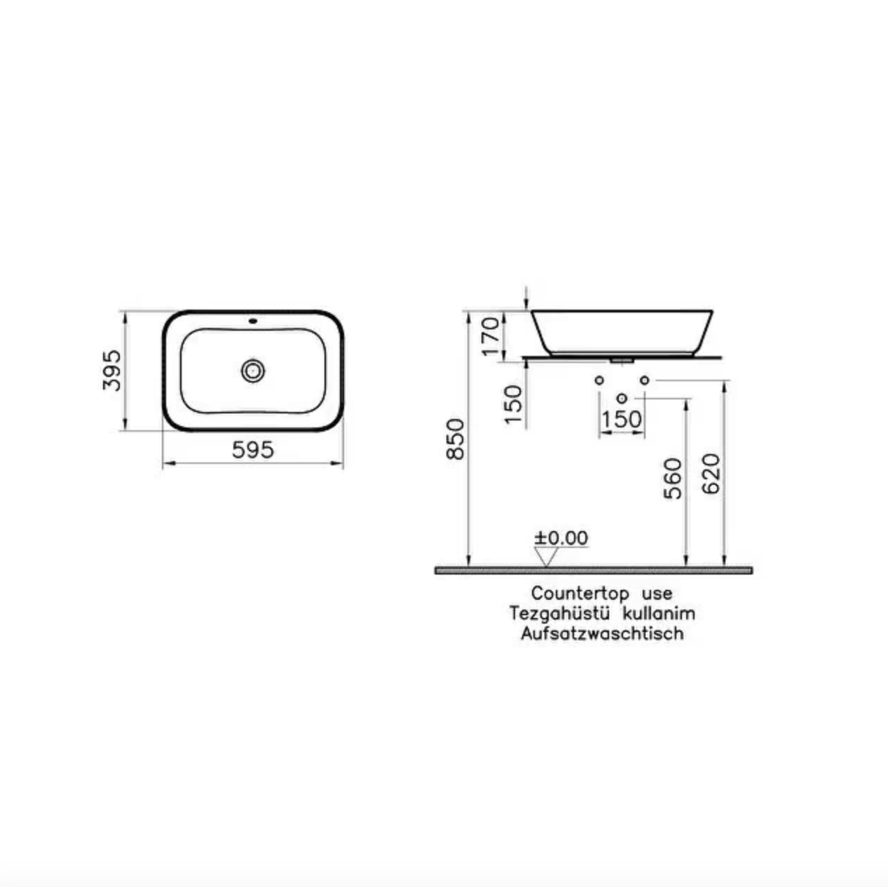 VitrA Geo Bowl Rectangular White
