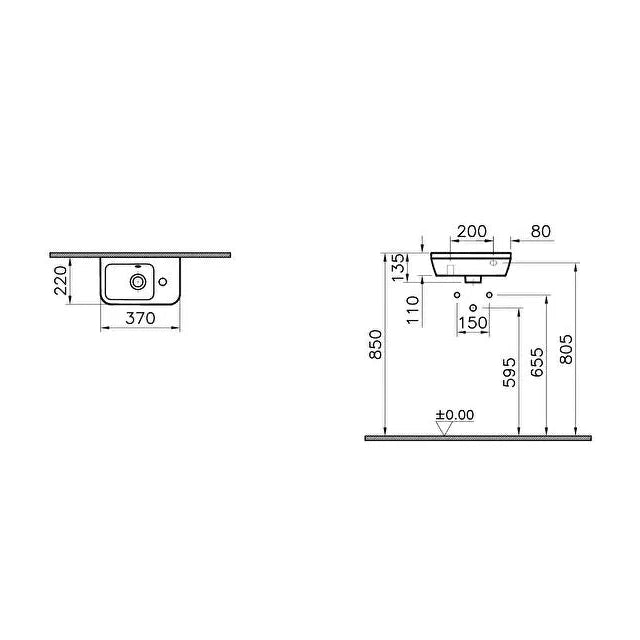 VitrA Integra Compact Washbasin - Right