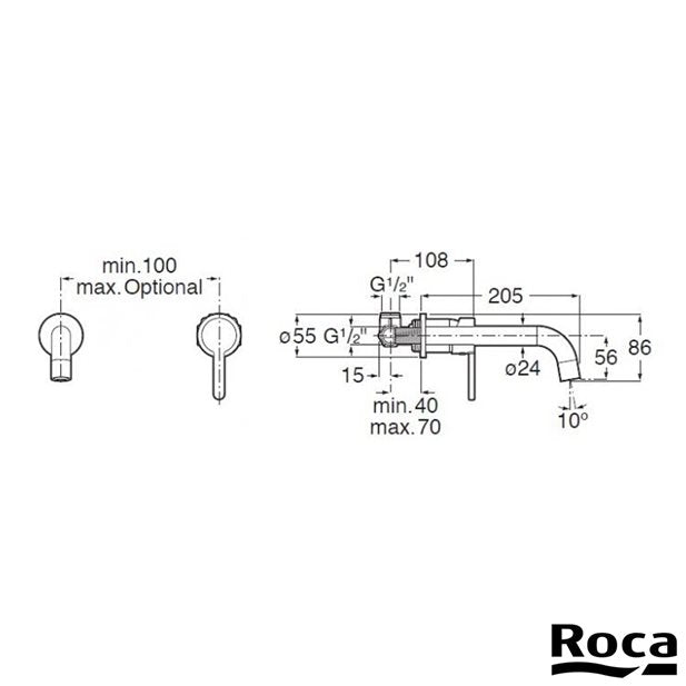Roca Carelia Concealed Basin Mixer Matt Black