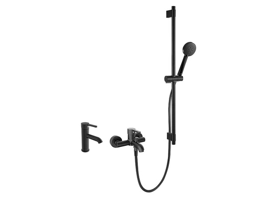 Roca Carelia 3-pack (basin mixer / bath mixer / shower) Matt Black