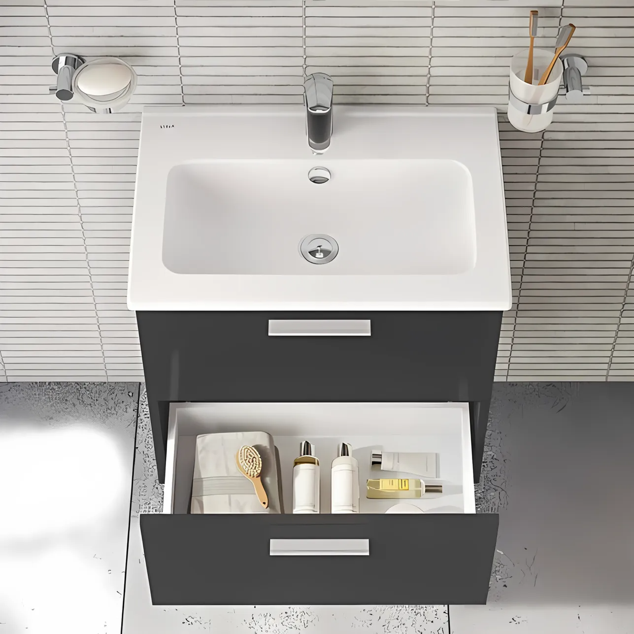 VitrA Mia 60 cm Anthracite with drawers