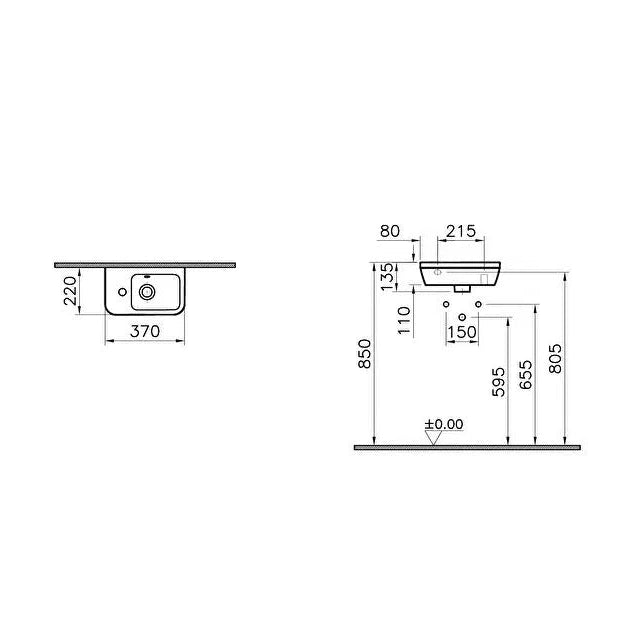 VitrA Integra Compact Washbasin - Left